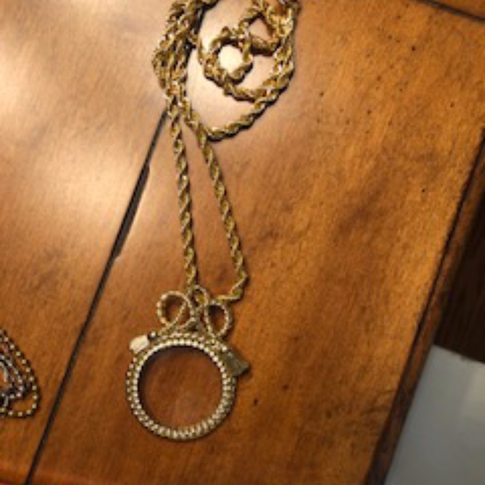 gold glass pendant rope chain necklace